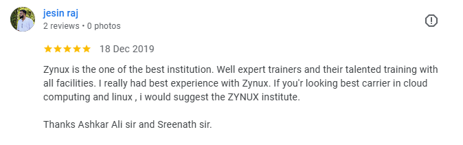 Jesin Raj Google review