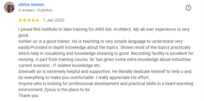 Chitra Menon Google review