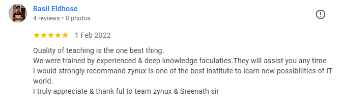 Basil Eldhose Google review