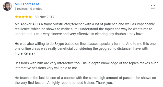 Milu Theresa M Google review