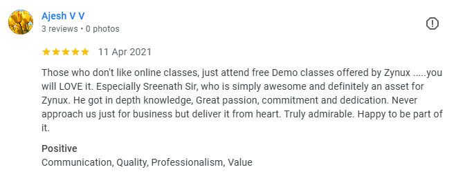 Ajesh V V Google review